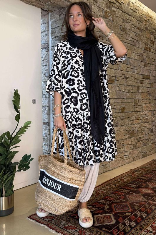 Kenya Tiered Midi Dress Mono